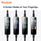 Cablu Mcdodo de date (CA-8750), Type-C to Type-C, cu TFT Screen Display, Nylon Braided, Aliaj aluminiu, 240W, 1.2m, negru