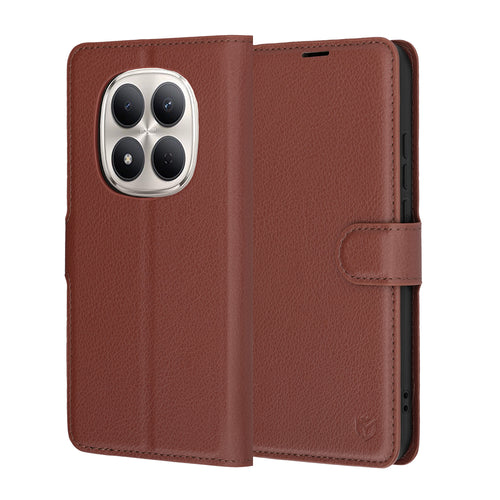 Husa pentru Xiaomi Redmi Note 15 Pro 5G, Techsuit Leather Folio, maro