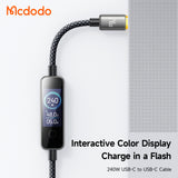 Cablu Mcdodo de date (CA-8750), Type-C to Type-C, cu TFT Screen Display, Nylon Braided, Aliaj aluminiu, 240W, 1.2m, negru