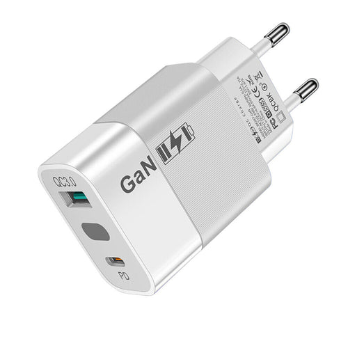 Incarcator retea Techsuit GaNeXus (CHPD131), GaN, USB, Type-C, Incarcare rapida, 33W, alb