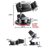 Suport auto Lisen A609 (YL0225120003), pentru Bord, 360A° Rotatie, Clema Brat, Automatic Lock, Vacuum Suction, negru