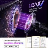 Suport auto Lisen cu Incarcare Wireless (YL0225070006), Magnetic, pentru Grila ventilatie & Smooth Surface, Universal, 15W, negru