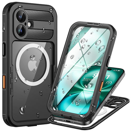 Husa pentru iPhone 16, ShellBox Waterproof IP68 Case, negru