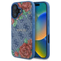 Husa pentru iPhone 16, Guess Hardcase 4G Flower Print MagSafe (GUHMP16SP4ROPEMCB), albastru