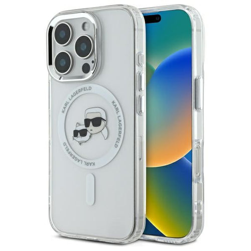 Husa pentru iPhone 16 Pro, Karl Lagerfeld IML MagSafe (KLHMP16LHLSKCH), alb