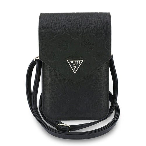 Guess Universal Wallet Grained Peony Triangle (GUCWB2PGPOTRK), reglabil Strap, Eco-Leather, Two Layer, Negru