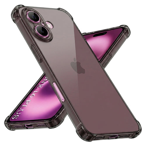 Husa pentru iPhone 16 Plus, Techsuit Shockproof Clear Silicone, fumuriu