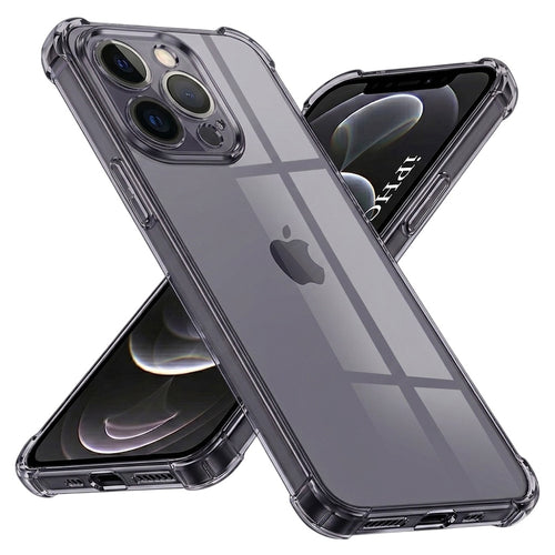 Husa pentru iPhone 12 Pro, Techsuit Shockproof Clear Silicone, fumuriu