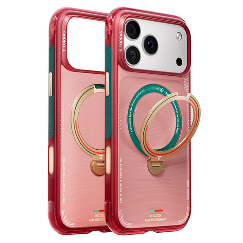 Husa pentru iPhone 17 Pro Max, Torras Ostand Q3 Air Series, rosu;turcoaz