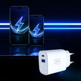 Incarcator retea 3mk GaN, USB, Type-C 25W, QC4, alb
