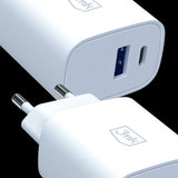 Incarcator retea 3mk GaN, USB, Type-C 25W, QC4, alb
