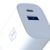 Incarcator retea 3mk GaN, USB, Type-C 30W, PD 3.0, QC4, alb