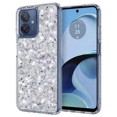 Husa pentru Motorola Moto G14, Techsuit Sparkly Glitter, alb