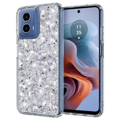 Husa pentru Motorola Moto G34, Techsuit Sparkly Glitter, alb