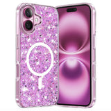 Husa pentru iPhone 16 Plus, Techsuit Sparkly Glitter MagSafe, alb