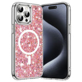 Husa pentru iPhone 15 Pro, Techsuit Sparkly Glitter MagSafe, alb
