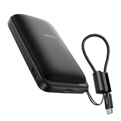 Baterie externa Lisen Qi2 P604, cu Type-C Cablu 65W, 10000mAh, gri
