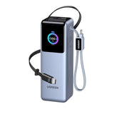 Baterie externa UGREEN PB728 (75702B), cu 2x Integrat USB-C Cable, USB, Type-C, Afisaj digital, 25000mAh, 200W, gri