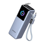 Baterie externa UGREEN PB728 (75702B), cu 2x Integrat USB-C Cable, USB, Type-C, Afisaj digital, 25000mAh, 200W, gri