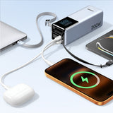 Baterie externa UGREEN PB728 (75702B), cu 2x Integrat USB-C Cable, USB, Type-C, Afisaj digital, 25000mAh, 200W, gri