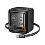 Incarcator retea Mcdodo Charger FreeGo Series (CH-1391), cu Retractabil USB-C Cable, 2x USB-C + 1x USB-A, 100W, GaN, Afisaj digital, negru