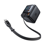 Incarcator retea Mcdodo Charger FreeGo Series (CH-1391), cu Retractabil USB-C Cable, 2x USB-C + 1x USB-A, 100W, GaN, Afisaj digital, negru