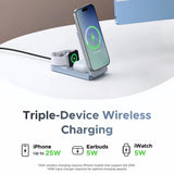 Incarcator wireless UGREEN W757 (65901), MagSafe, Incarcare rapida, Qi2, pentru iPhone, AirPods, Apple Watch, 25W, bleu