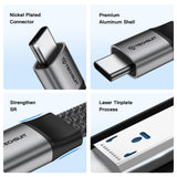 Cablu Techsuit Premium Cablu de date ElysiumSync Pro (CX1), Type-C to Type-C, PD240W, USB4.0 Gen 4, 40Gbps, 8K@60Hz, 1m, gri