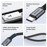 Cablu Techsuit Premium Cablu de date TitanSync Pro (CX2), Type-C to Type-C PD240W, 480Mbps, Incarcare rapida, E-marker Chip, 2m, gri