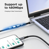 Cablu Techsuit Premium Cablu de date TitanSync Pro (CX2), Type-C to Type-C PD240W, 480Mbps, Incarcare rapida, E-marker Chip, 2m, gri