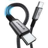 Cablu Techsuit Premium Cablu de date TitanSync Pro (CX2), Type-C to Type-C PD240W, 480Mbps, Incarcare rapida, E-marker Chip, 2m, gri