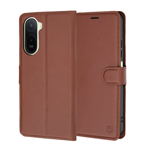 Husa pentru Xiaomi Redmi A7 Pro 4G, Techsuit Leather Folio, maro