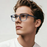 Techsuit Anti-Blue Light Glasses Reflex PC (LS084), pentru Men, Rectangular, Blue Transparent
