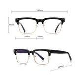 Techsuit Anti-Blue Light Glasses Reflex PC (2205), pentru Women, Square, Black / Argintiu