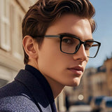 Techsuit Anti-Blue Light Glasses Reflex PC (LS091), pentru Men, Flat-Top, Negru