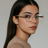 Techsuit Anti-Blue Light Glasses Reflex PC (3172), pentru Women, Rectangular, Pink / Auriu