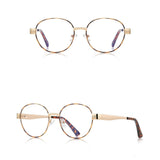 Techsuit Anti-Blue Light Glasses Reflex PC (3175), pentru Women, Round, Gold / Print