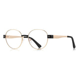 Techsuit Anti-Blue Light Glasses Reflex PC (3175), pentru Women, Round, Gold / Light Gri