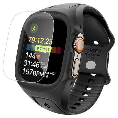 Folie Sticla Spigen, Liquid Air Pro Acs11416 Apple Watch Ultra Ultra 2 Ultra 3 Matte Koff D77310, negru