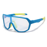 Techsuit Premium Kids Ochelari de soare (22312), Photochromic, UV Protection, Mirror Lens, Tpee Frame, Sport Design, Blue / Galben