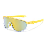 Techsuit Kids Polarized Ochelari de soare (2025), UV Protection, Gray Lens, TR Frame, Sport Design, Galben