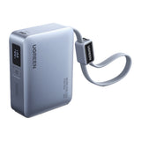 Baterie externa UGREEN PB584 (75173B), USB, Type-C cu Integrat Cable, Incarcare rapida, Afisaj LED, 10000mAh, 33W, gri