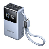 Baterie externa UGREEN PB727 (75701B), USB, Type-C cu Integrat Cable, Incarcare rapida, Afisaj LED, 10000mAh, 55W, gri