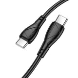 Cablu Borofone de date Energy Series (BX121), Type-C to Type-C, PVC, 3A, PD 60W, 1m, negru