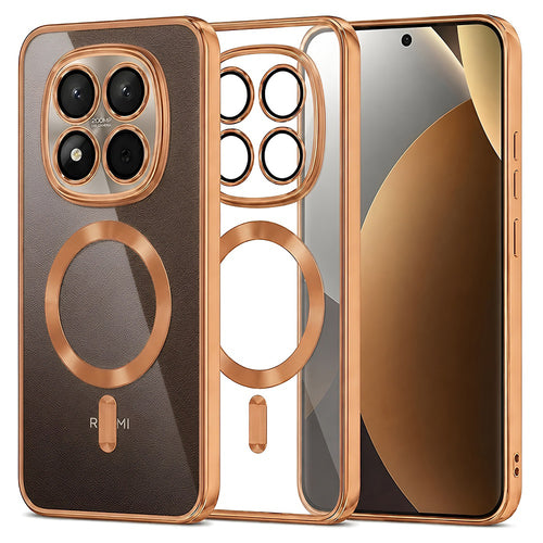 Husa pentru Xiaomi Redmi Note 15 Pro+ 5G, Techsuit Lux Crystal MagSafe, portocaliu