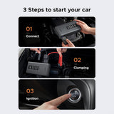 UGREEN Car Jump Starter 4in1 ES703 (35978), 150PSI, 120W, 10000mAh, Peak 1000A, Gasoline 4.0L / Diesel 2.8L, Negru