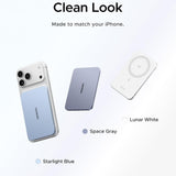Baterie externa UGREEN Wireless PB580 (75984B), MagSafe, Incarcare rapida, Qi2, Type-C, Subtire Design, 5000mAh, 15W, gri