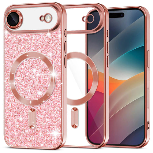 Husa pentru iPhone 17 Air, Techsuit Lux Glitter MagSafe, roz auriu