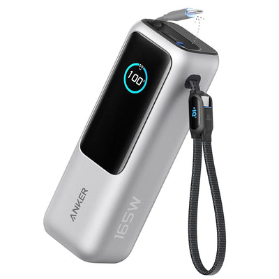 Baterie Externa Anker Prime (A1695H41), cu Integrat 2x Type-C Cable, USB-C, USB, Afisaj Digital, 25000mAh