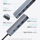 Anker Docking Station (A83790A2), 2x USB-C, 3x USB, 2x HDMI, VGA, Triple Display, 4K@60Hz, PD100W, 5Gbps, Gri